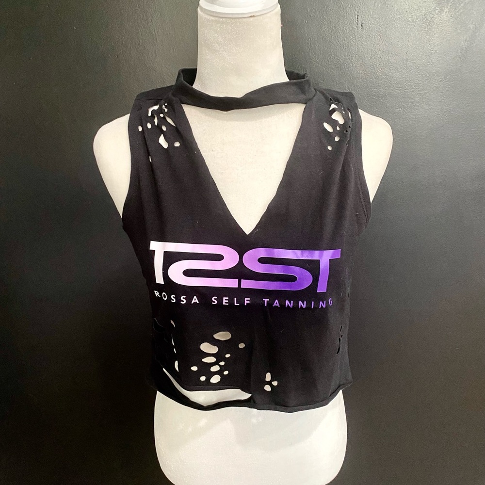 Black Distressed Tank Top